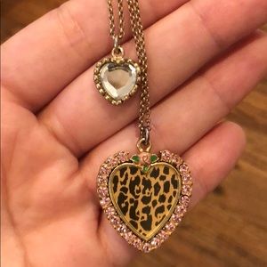 Betsey Johnson double chain heart necklace